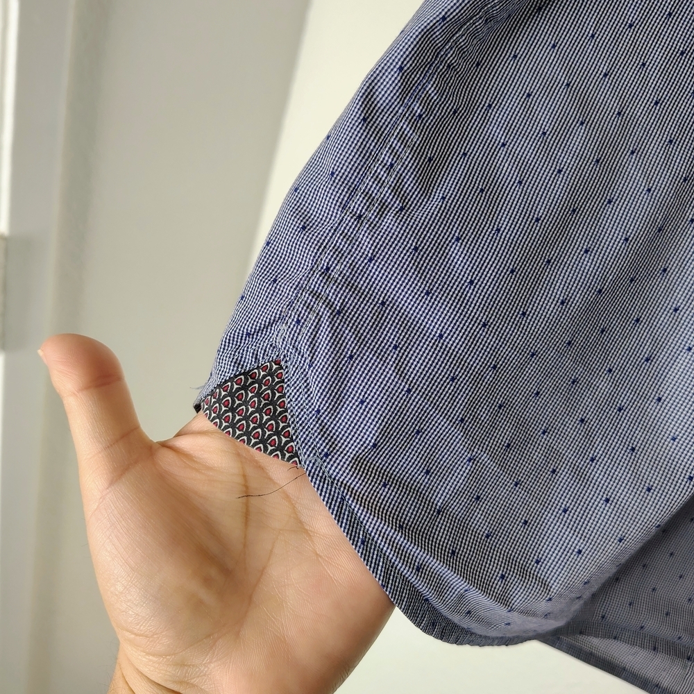 Ted Baker London Men's Blue Micro Print W/Polkadot TextureButton Up Shirt Size 6 - Picture 5 of 14
